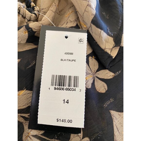 Taylor Womens Floral Chiffon V Neck Pleated Maxi Dress Black Taupe Size 14 NWT - Picture 5 of 5